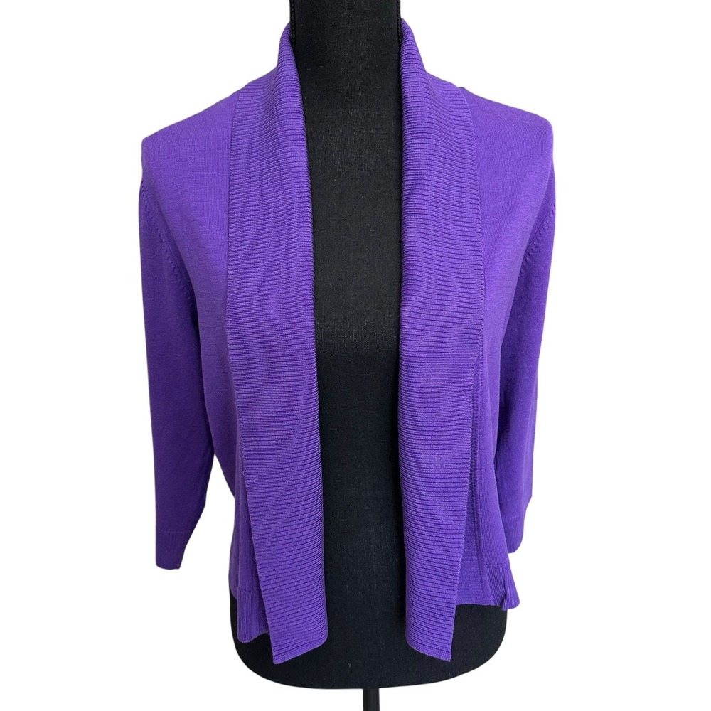 Calvin Klein Women Cardigan Sweater Size Medium Open Front Silk Blend 3/4 Sleeve